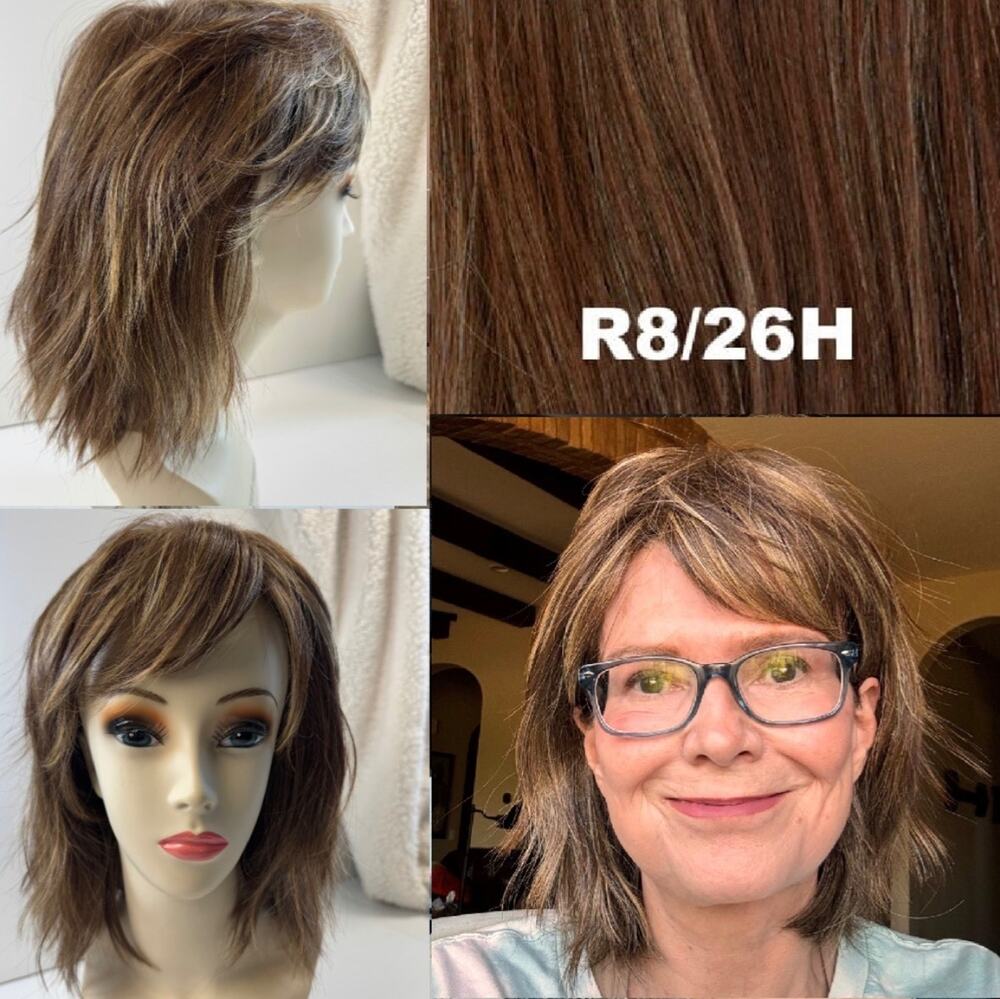 Estetica Hollis R8/26H (Golden Brown with Golden Blonde Highlights) Layered Wig